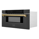 Autograph Edition Microwave Drawer with Traditional Handle in Black Stainless and Champagne Bronze (MWDZ-30-BS-CB)