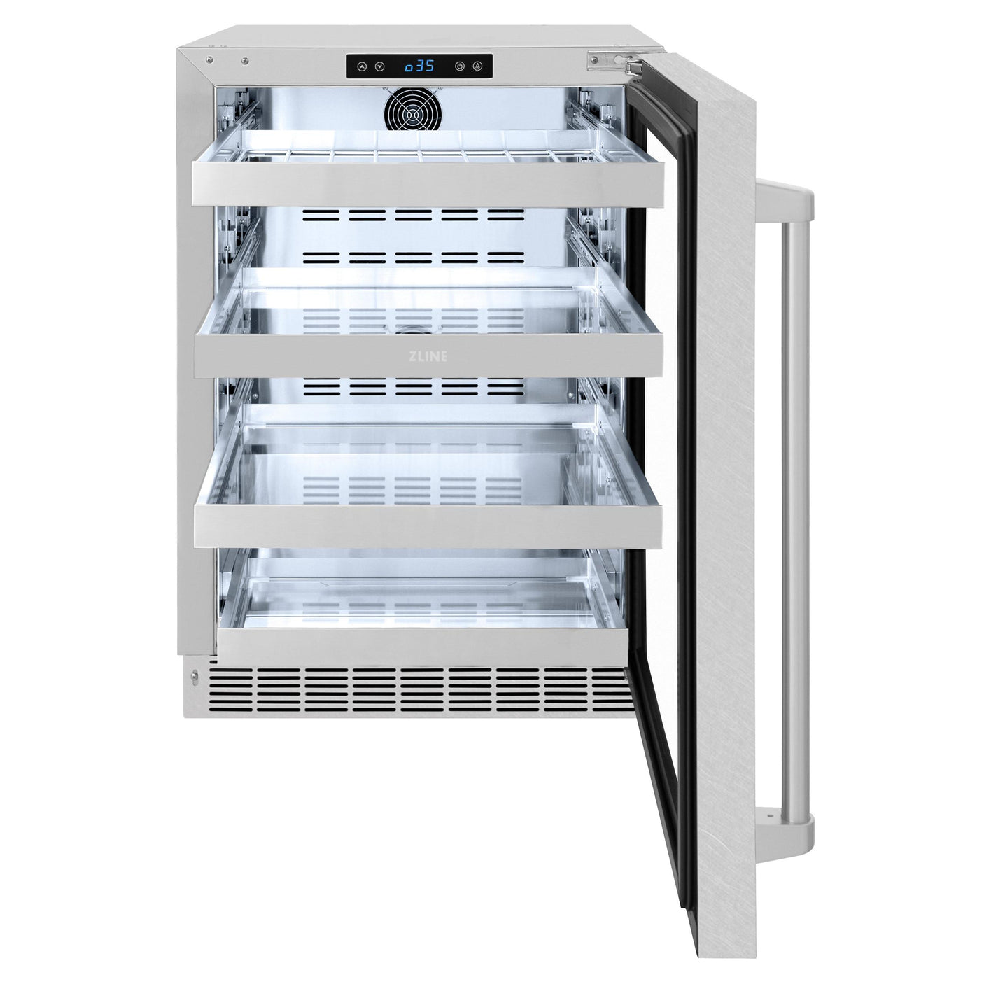 ZLINE 24 in. Touchstone 151 Can Beverage Fridge With DuraSnow' Stainless Steel Glass Door (RBSO-SN-24)