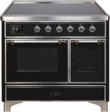 Majestic II 40 Inch Electric Freestanding Range in Glossy Black with Chrome Trim