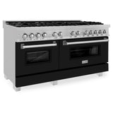 ZLINE 60 in. 7.4 cu. ft. Dual Fuel Range with Gas Stove and Electric Oven in DuraSnow Stainless Steel and Colored Door Options (RAS-60) [Color: DuraSnow Stainless Steel with Black Matte Door]