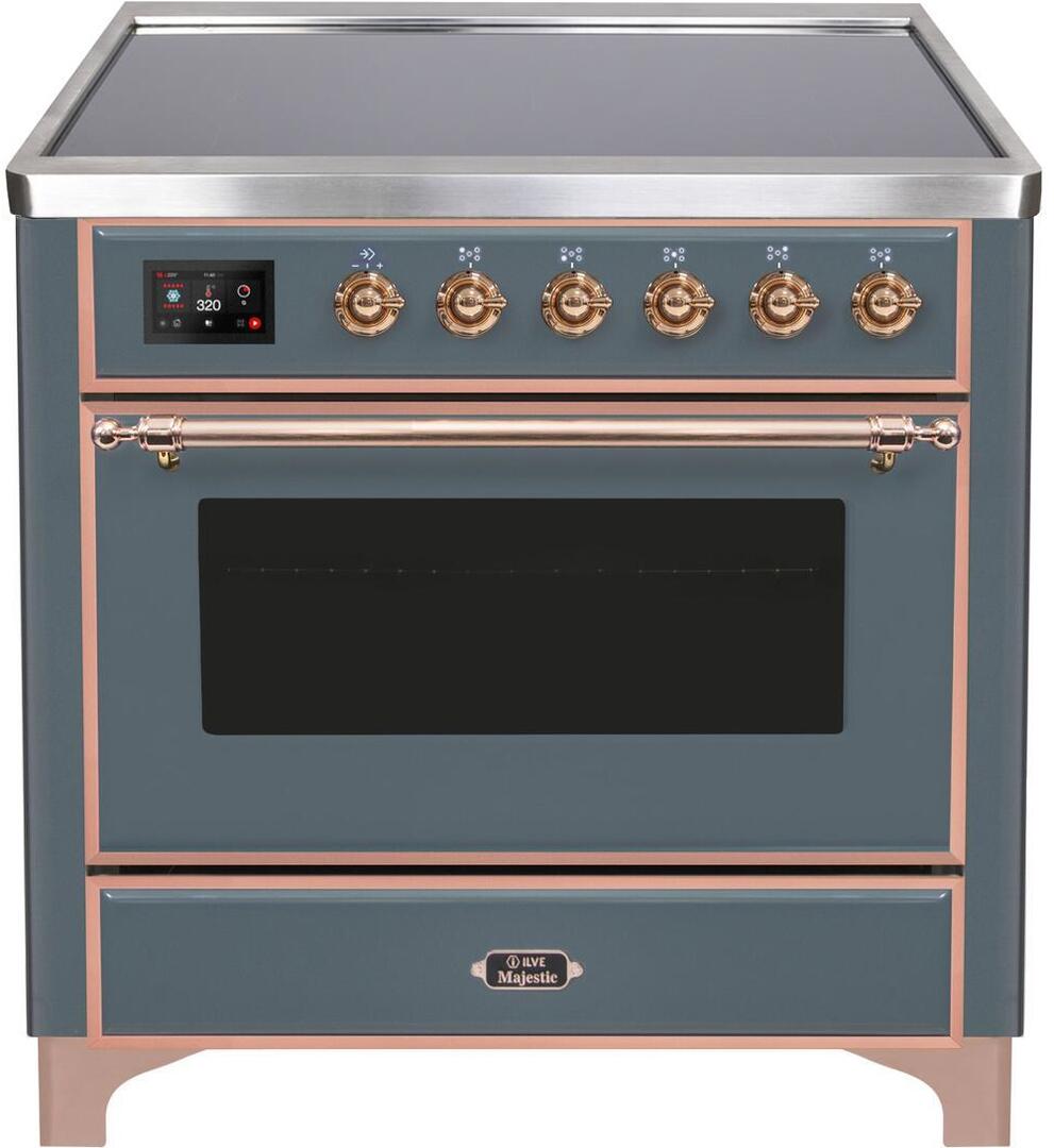 Majestic II 36 Inch Electric Freestanding Range in Blue Grey with Copper Trim