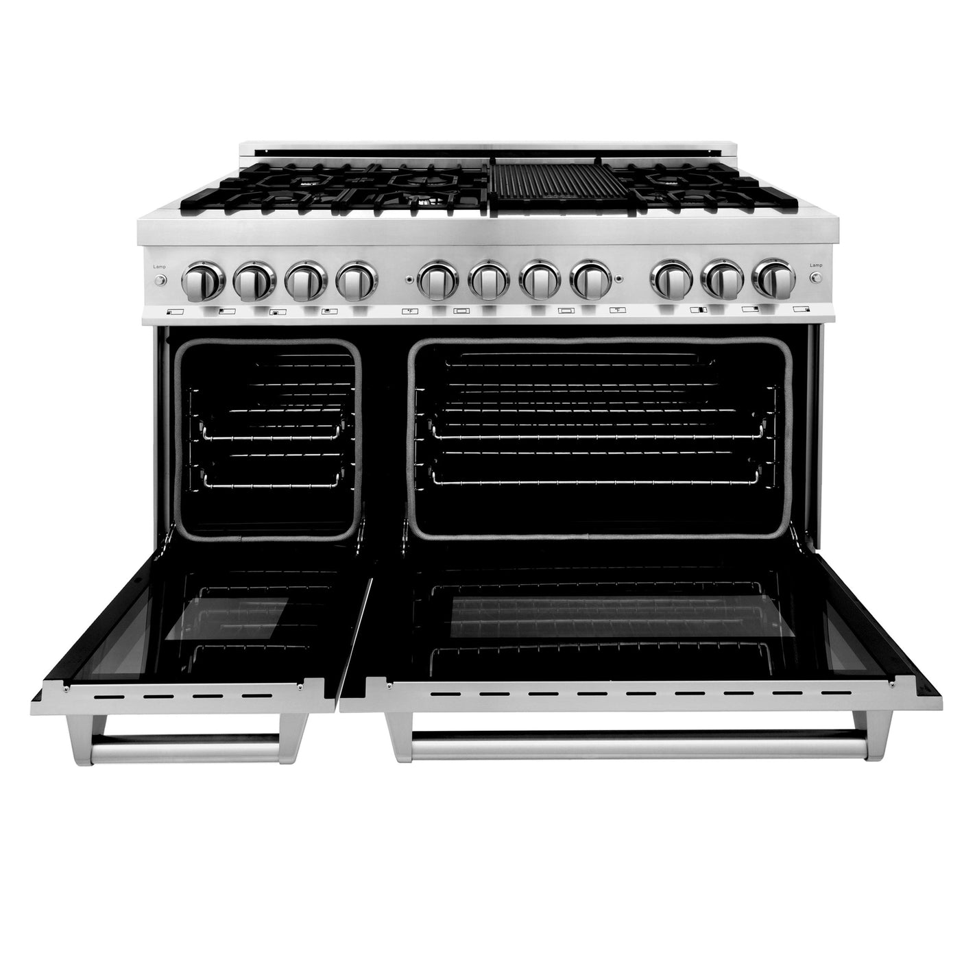 ZLINE 48 in. 6.0 cu. ft. Electric Oven and Gas Cooktop Dual Fuel Range with Griddle in Stainless Steel (RA-GR-48)