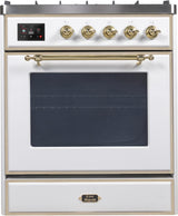 Majestic II 30 Inch Dual Fuel Liquid Propane Freestanding Range in White with Brass Trim