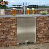 Outdoor 24" Twin Tap Built In Beer Dispenser with Stainless Steel Door - Solid Stainless Steel Door With Lock - Left Hinge