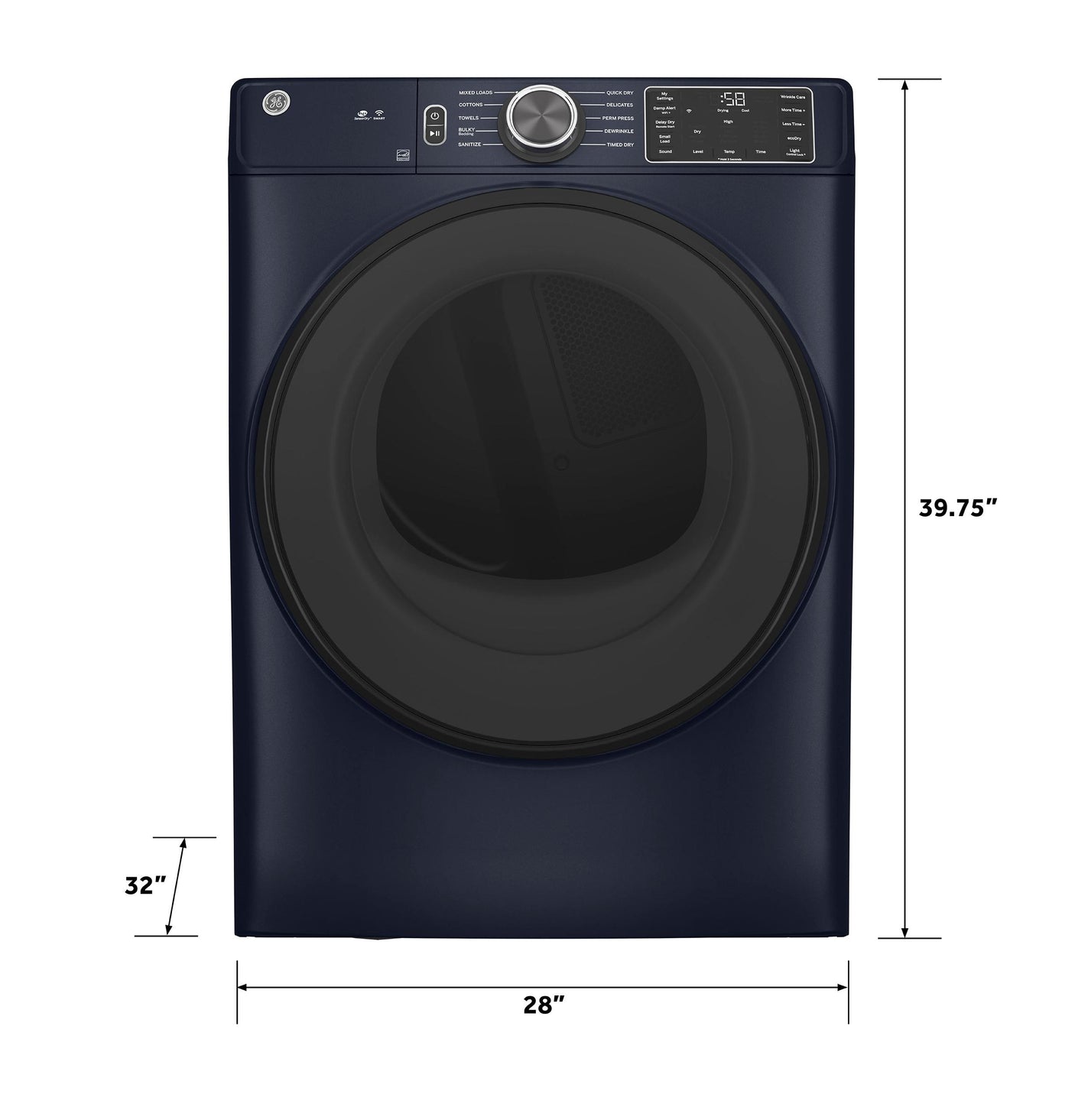 GE® ENERGY STAR® 7.8 cu. ft. Capacity Smart Front Load Electric Dryer with Sanitize Cycle