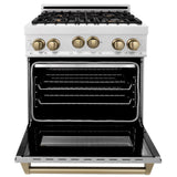 ZLINE 30" 4.0 cu. ft. Range with Gas Stove and Gas Oven in DuraSnow® Stainless Steel with Accents (RGSZ-SN-30) [Accent: Champagne Bronze]