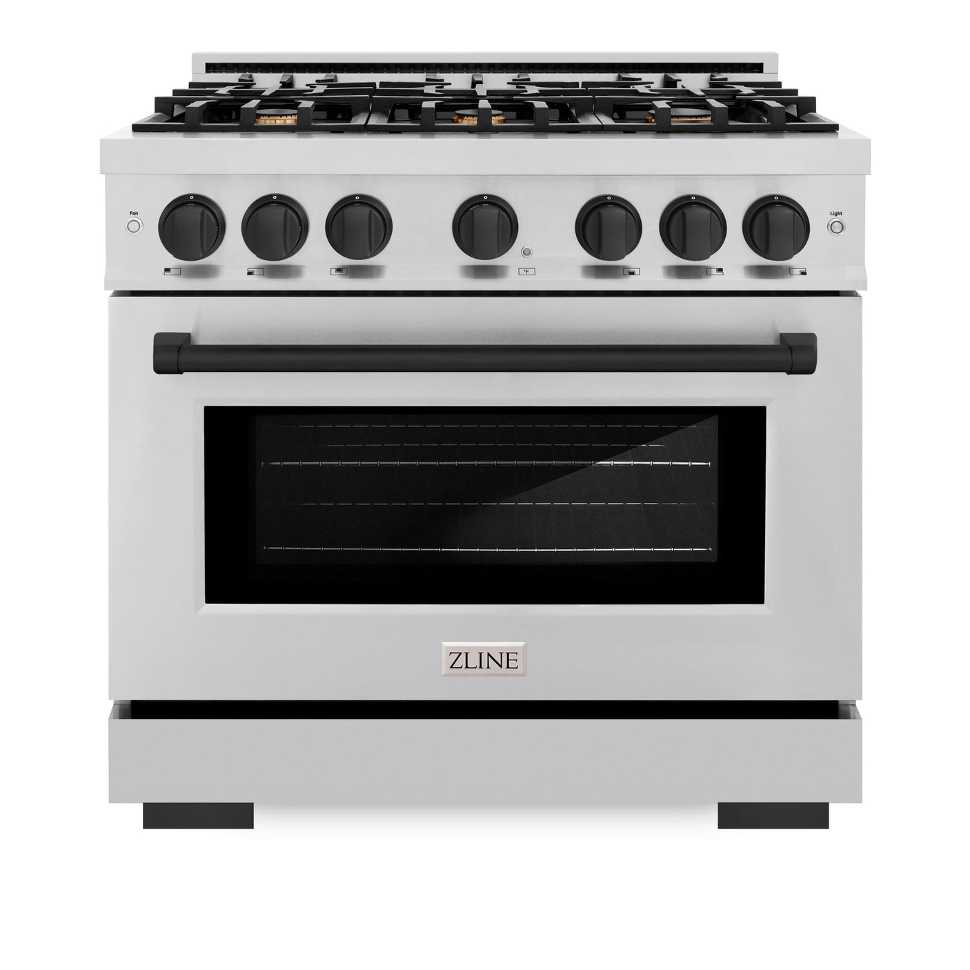 ZLINE Autograph Edition 36 in. 5.2 cu. ft. Select Dual Fuel Range with 6 Burner Gas Cooktop and Electric Convection Oven in Stainless Steel with Matte Black Accents (HDRZ-36-MB)