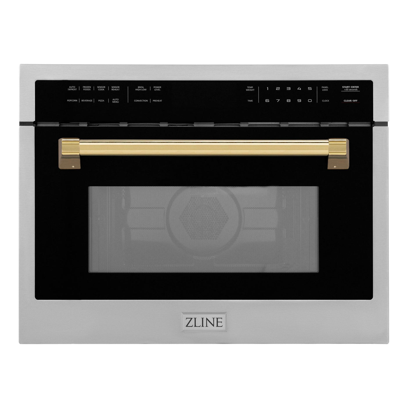 ZLINE Autograph Edition 24" 1.6 cu ft. Built-in Convection Microwave Oven in Stainless Steel and Polished Gold Accents (MWOZ-24-G)