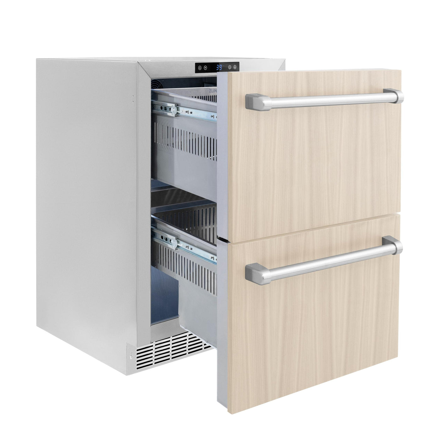 ZLINE 24 in. Touchstone 168 Can Outdoor-Rated Dual Refrigerator Drawer with Panel-Ready Doors (RDSPO-24)