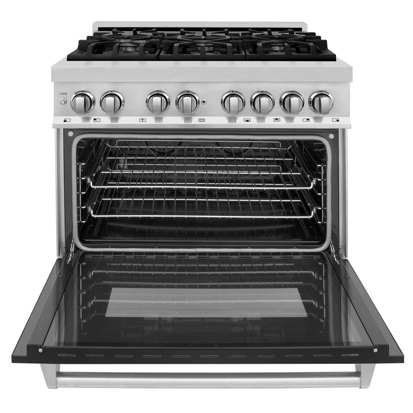 ZLINE 36 in. Dual Fuel Range with Gas Stove and Electric Oven in Stainless Steel (RA36) [Color: Blue Gloss]