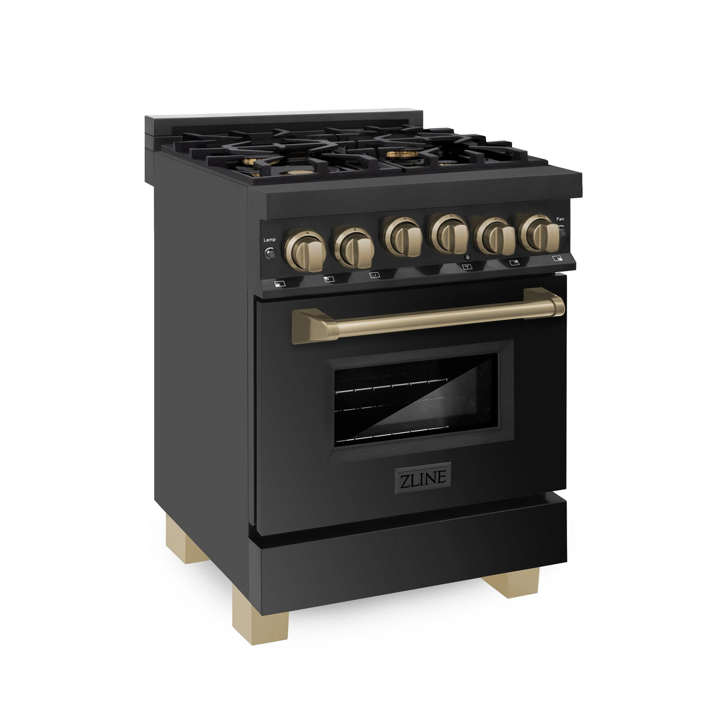 ZLINE Autograph Edition 24" 2.8 cu. ft. Range with Gas Stove and Gas Oven in Black Stainless Steel with Accents (RGBZ-24) [Color: Champagne Bronze]