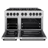 ZLINE Autograph Edition 48 in. 6.7 cu. ft. Select Double Oven Dual Fuel Range with 8 Burner Gas Cooktop in Stainless Steel and Matte Black Accents (HDRZ-48-MB)