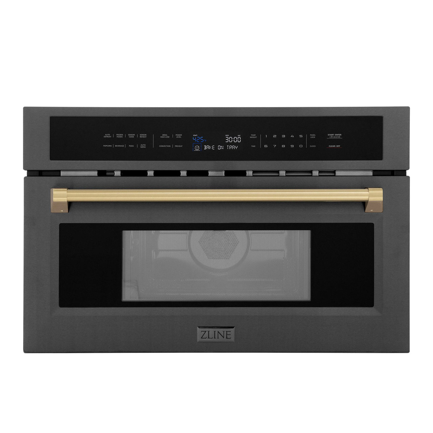 ZLINE Autograph Edition 30? 1.6 cu ft. Built-in Convection Microwave Oven in Black Stainless Steel and Champagne Bronze Accents (MWOZ-30-BS-CB)