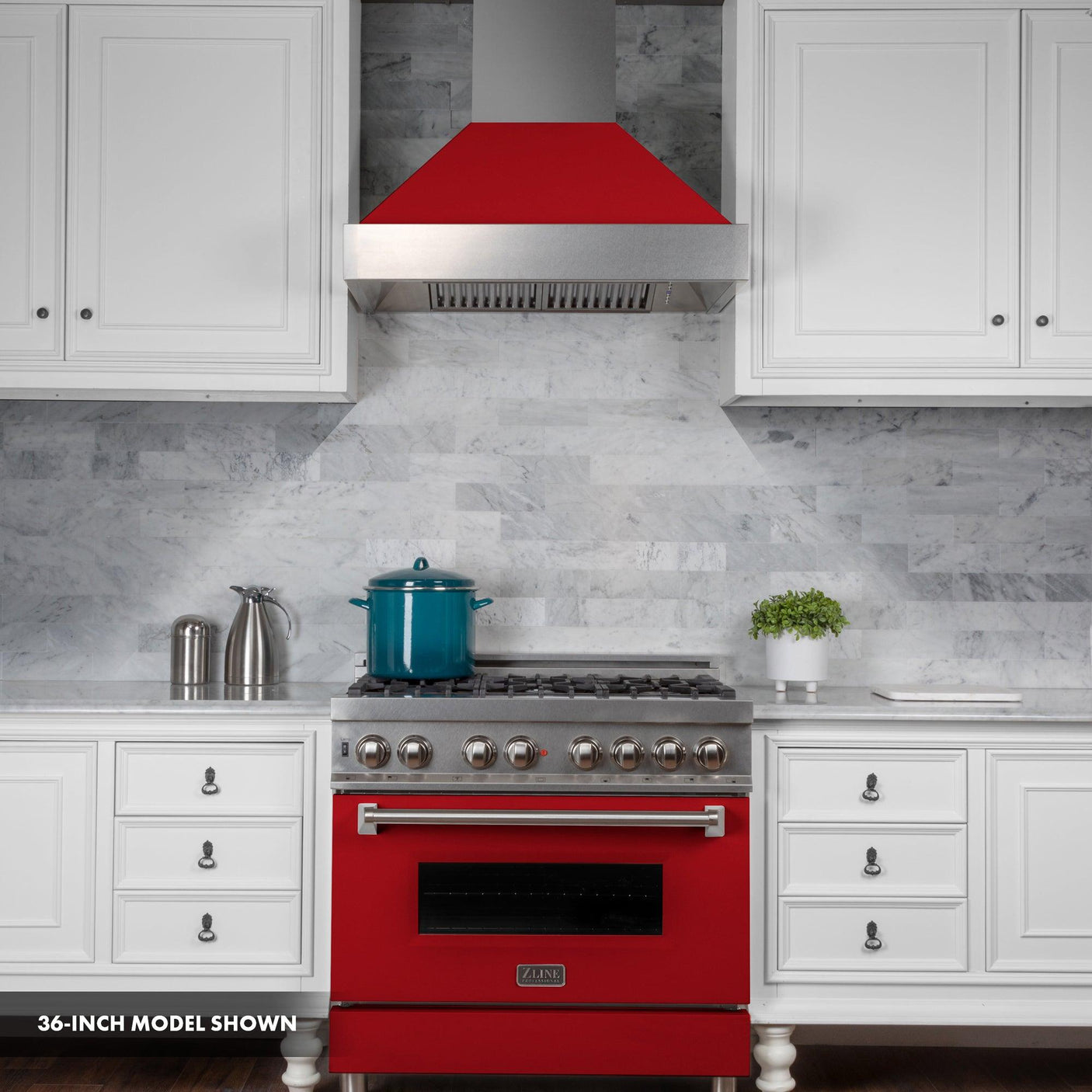 ZLINE 30 in. 4.0 cu. ft. Dual Fuel Range with Gas Stove and Electric Oven in All DuraSnow Stainless Steel with Color Door Options (RAS-SN-30) [Color: Red Gloss]