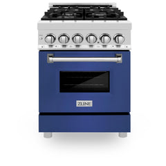 ZLINE 24 in. Professional Dual Fuel Range with Color Door Options (RA24) [Color: Blue Matte]