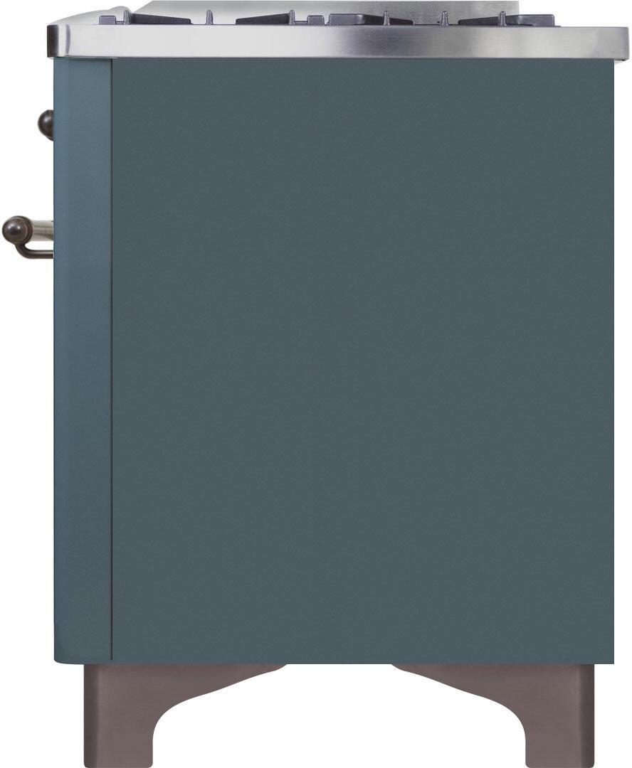 Majestic II 36 Inch Dual Fuel Natural Gas Freestanding Range in Blue Grey with Bronze Trim