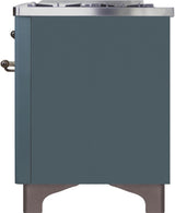 Majestic II 36 Inch Dual Fuel Natural Gas Freestanding Range in Blue Grey with Bronze Trim