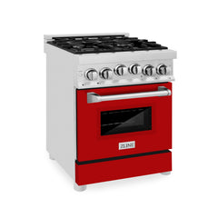 ZLINE 24 in. 2.8 cu. ft. Range with Gas Stove and Gas Oven in Stainless Steel (RG24) [Color: Red Matte]