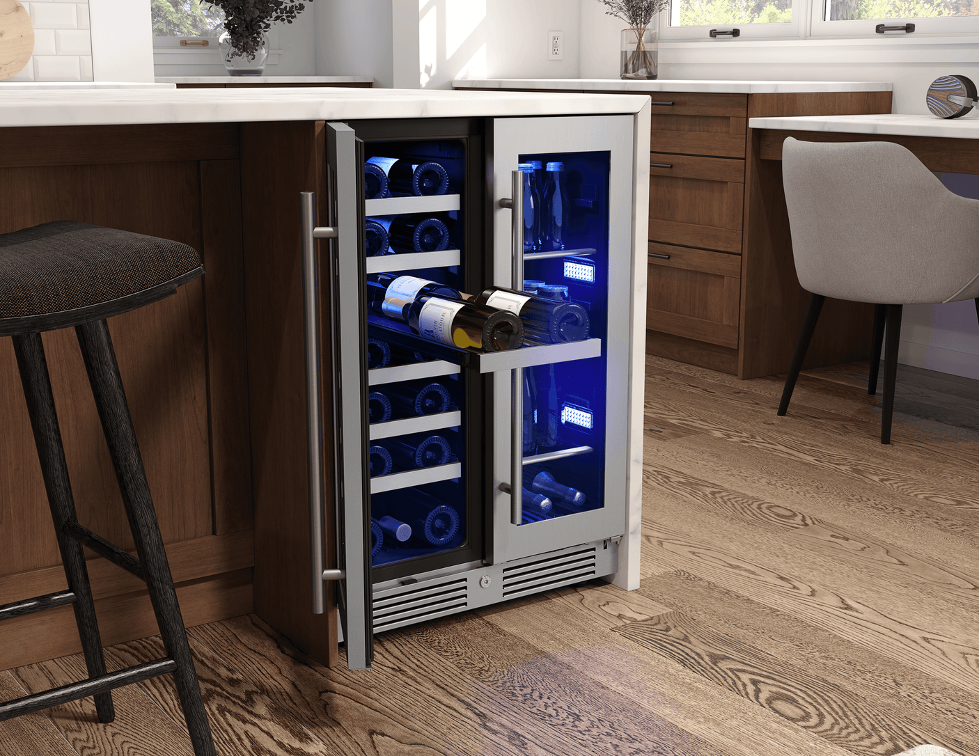 Presrv Wine & Bev Cooler, 24in UC, SS+Gls, Fr Dr