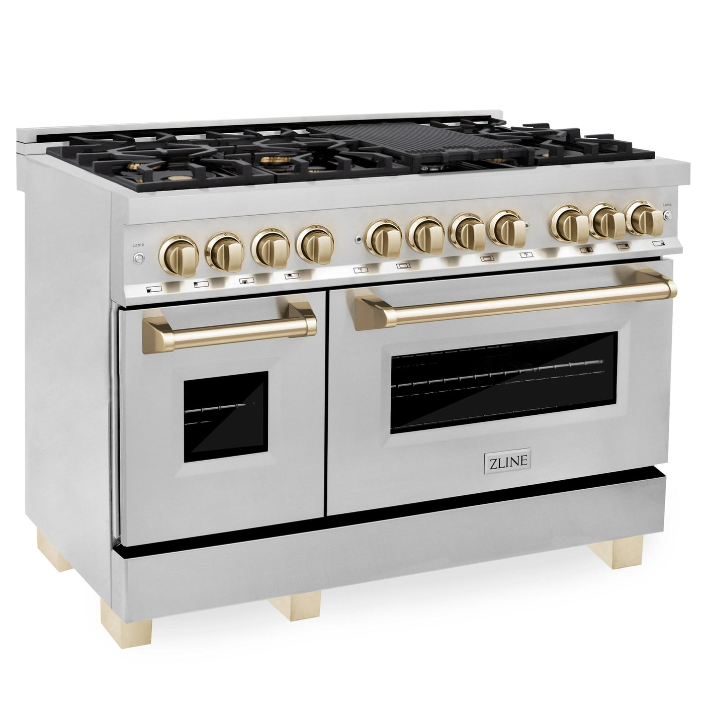 ZLINE Autograph Edition 48" 6.0 cu. ft. Dual Fuel Range with Gas Stove and Electric Oven in Stainless Steel with Accents (RAZ-48) [Color: Gold]