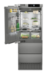 Combined refrigerator-freezer with BioFresh and NoFrost for integrated use