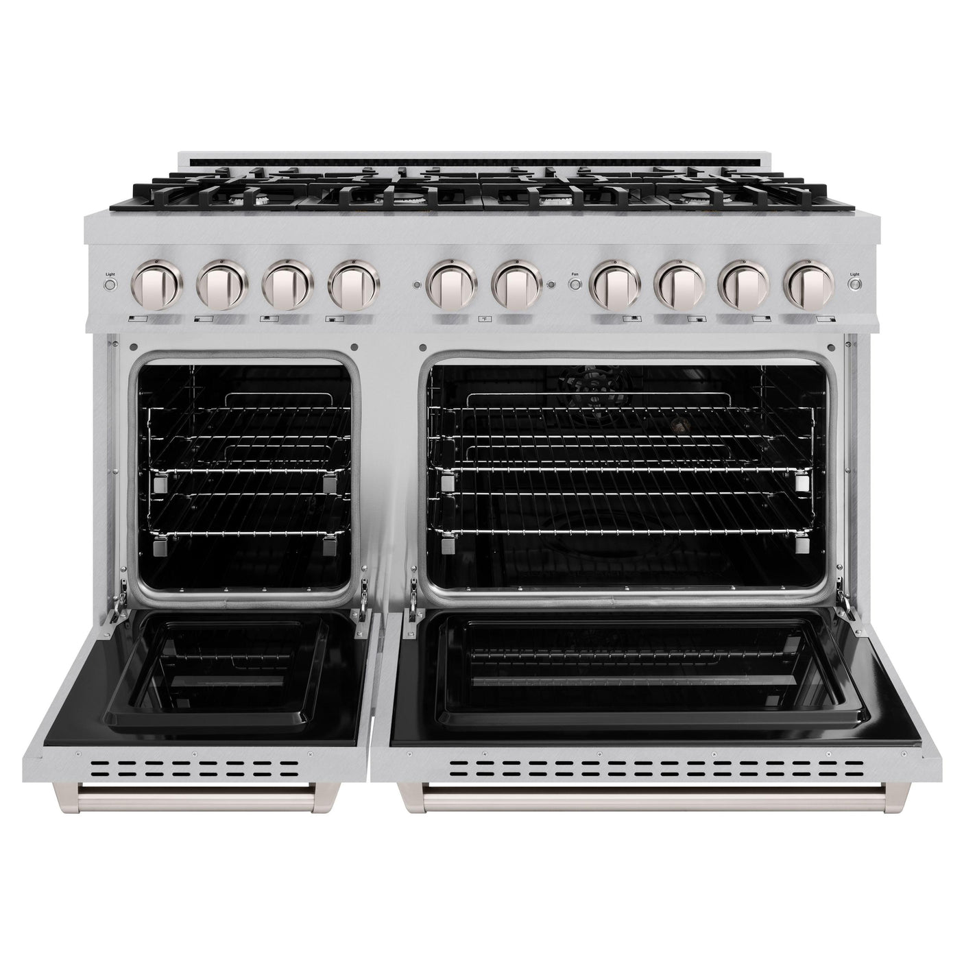 ZLINE 48 in. 6.7 cu. ft. Classic Double Oven Dual Fuel Range with 8 Burner Gas Cooktop in DuraSnow' Stainless Steel (CDRS-48)