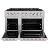 ZLINE 48 in. 6.7 cu. ft. Classic Double Oven Dual Fuel Range with 8 Burner Gas Cooktop in DuraSnow' Stainless Steel (CDRS-48)