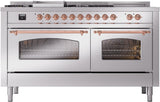 Nostalgie II 60 Inch Dual Fuel Liquid Propane Freestanding Range in Stainless Steel with Copper Trim