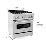 ZLINE 30" 4.0 cu. ft. Range with Gas Stove and Gas Oven in DuraSnow® Stainless Steel with Color Door Options (RGS-30) [Color: Blue Gloss]