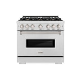 ZLINE 36 in. 5.2 cu. ft. Classic Gas Range with Convection Gas Oven in DuraSnow' Stainless Steel with 6 Brass Burners (CGRS-BR-36)