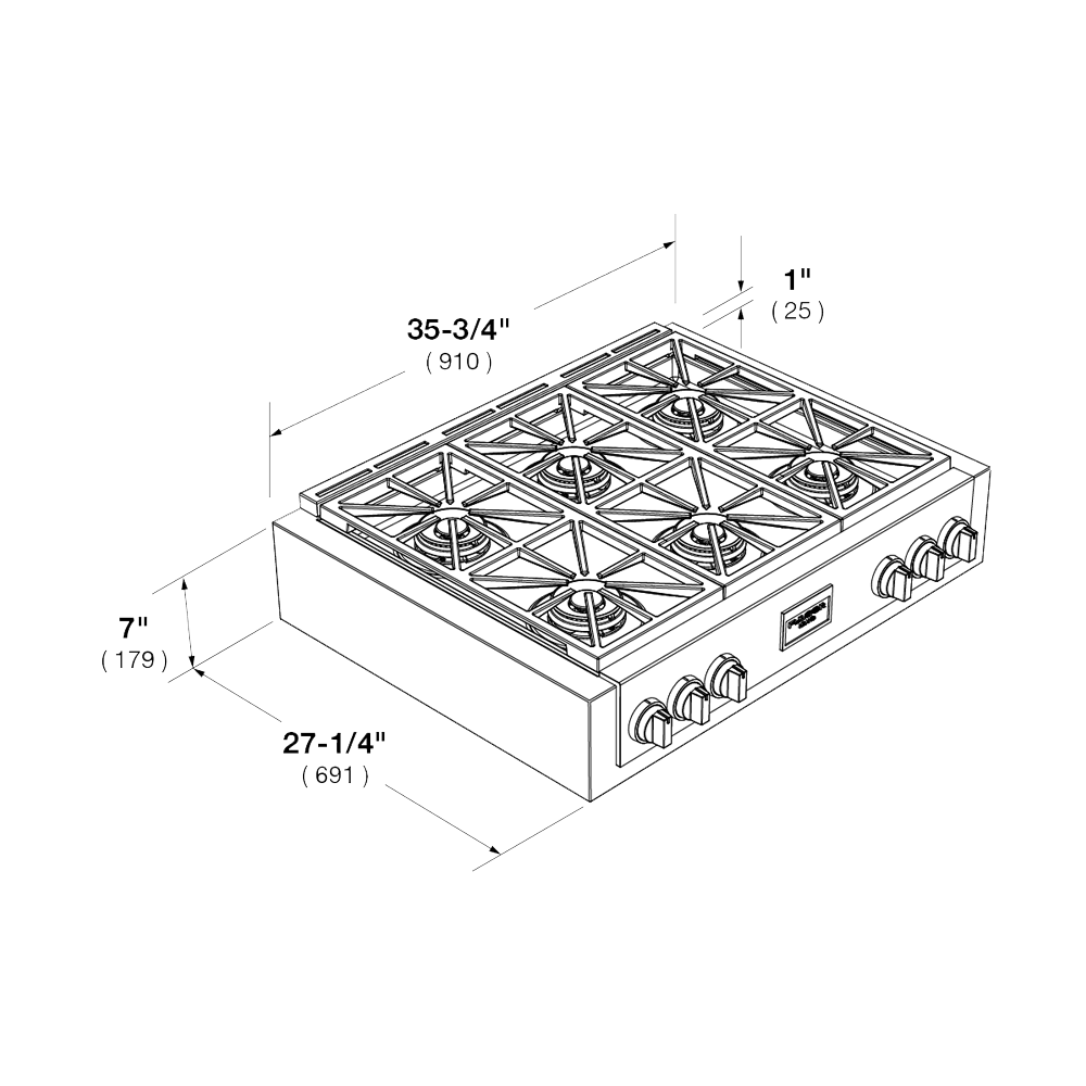 36" PRO GAS RANGE TOP