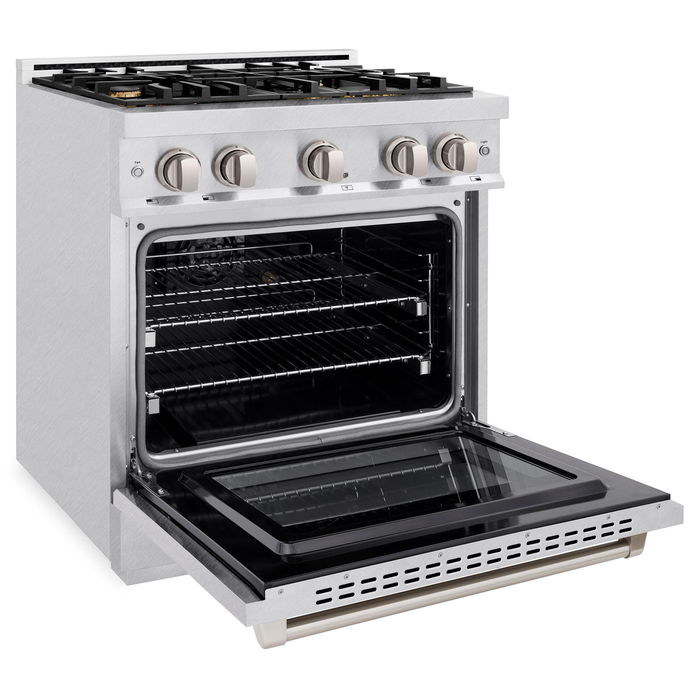 ZLINE 30 in. 4.2 cu. ft. Select Dual Fuel Range with Gas Cooktop and Electric Convection Oven in DuraSnow' Stainless Steel with 4 Brass Burners (HDRS-BR-30)