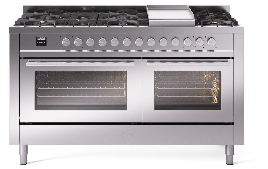 Professional Plus II 60 Inch Dual Fuel Natural Gas Freestanding Range in Stainless Steel with Trim