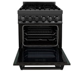 ZLINE 24 in. Professional Dual Fuel Range in Black Stainless Steel (RAB-24)