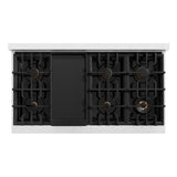 ZLINE Autograph Edition 48 in. 6.7 cu. ft. Select Double Oven Dual Fuel Range with 8 Burner Gas Cooktop in DuraSnow' Stainless Steel with Black Matte Doors and Polished Gold Accents (HDRSZ-BLM-48-G)