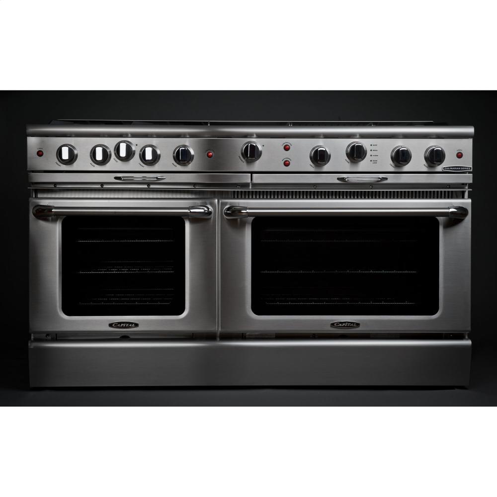 60" Gas Self Clean w/ Rotisserie, 6 Open Burners, 24" Thermo-Griddle