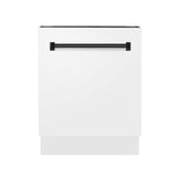 ZLINE Autograph Edition 24" 3rd Rack Top Control Tall Tub Dishwasher in White Matte with Accent Handle, 51dBa (DWVZ-WM-24) [Color: Champagne Bronze]