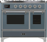 Majestic II 40 Inch Dual Fuel Natural Gas Freestanding Range in Blue Grey with Chrome Trim