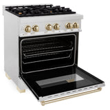 ZLINE Autograph Edition 30" 4.0 cu. ft. Dual Fuel Range with Gas Stove and Electric Oven in DuraSnow Stainless Steel with Accents (RASZ-SN-30) [Color: Gold]