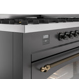 Nostalgie II 60 Inch Dual Fuel Liquid Propane Freestanding Range in Matte Graphite with Bronze Trim