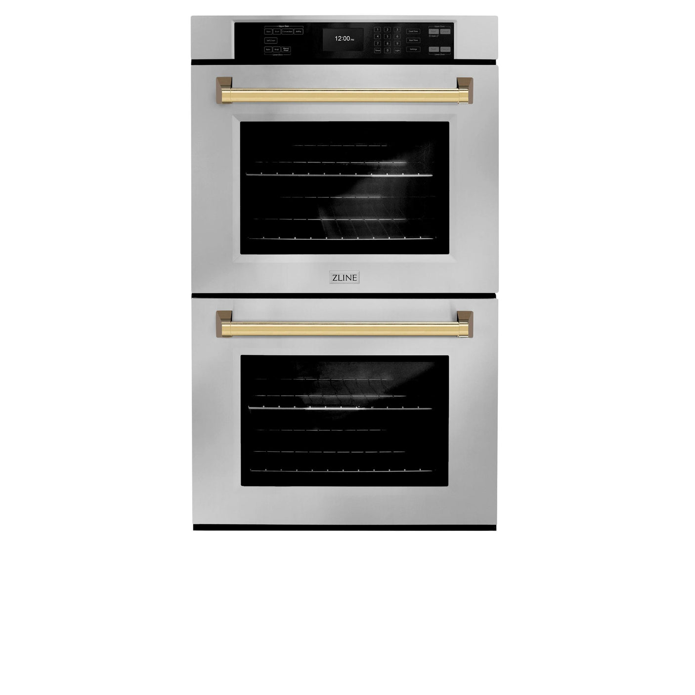 ZLINE 30 in. Autograph Edition Professional True Convection Double Wall Oven with Air Fry and Self Clean in Stainless Steel with Polished Gold Handles (WADZ-30-G)