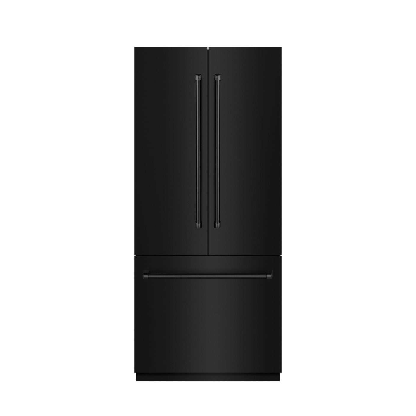 ZLINE 36 in. 19.6 cu. ft. French Door Built-In Bottom Freezer Refrigerator with Water Dispenser and Ice Maker in Black Stainless Steel with Graphite Gray Interior (GRBIV-BS-36)