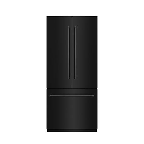 ZLINE 36 in. 19.6 cu. ft. French Door Built-In Bottom Freezer Refrigerator with Water Dispenser and Ice Maker in Black Stainless Steel with Graphite Gray Interior (GRBIV-BS-36)