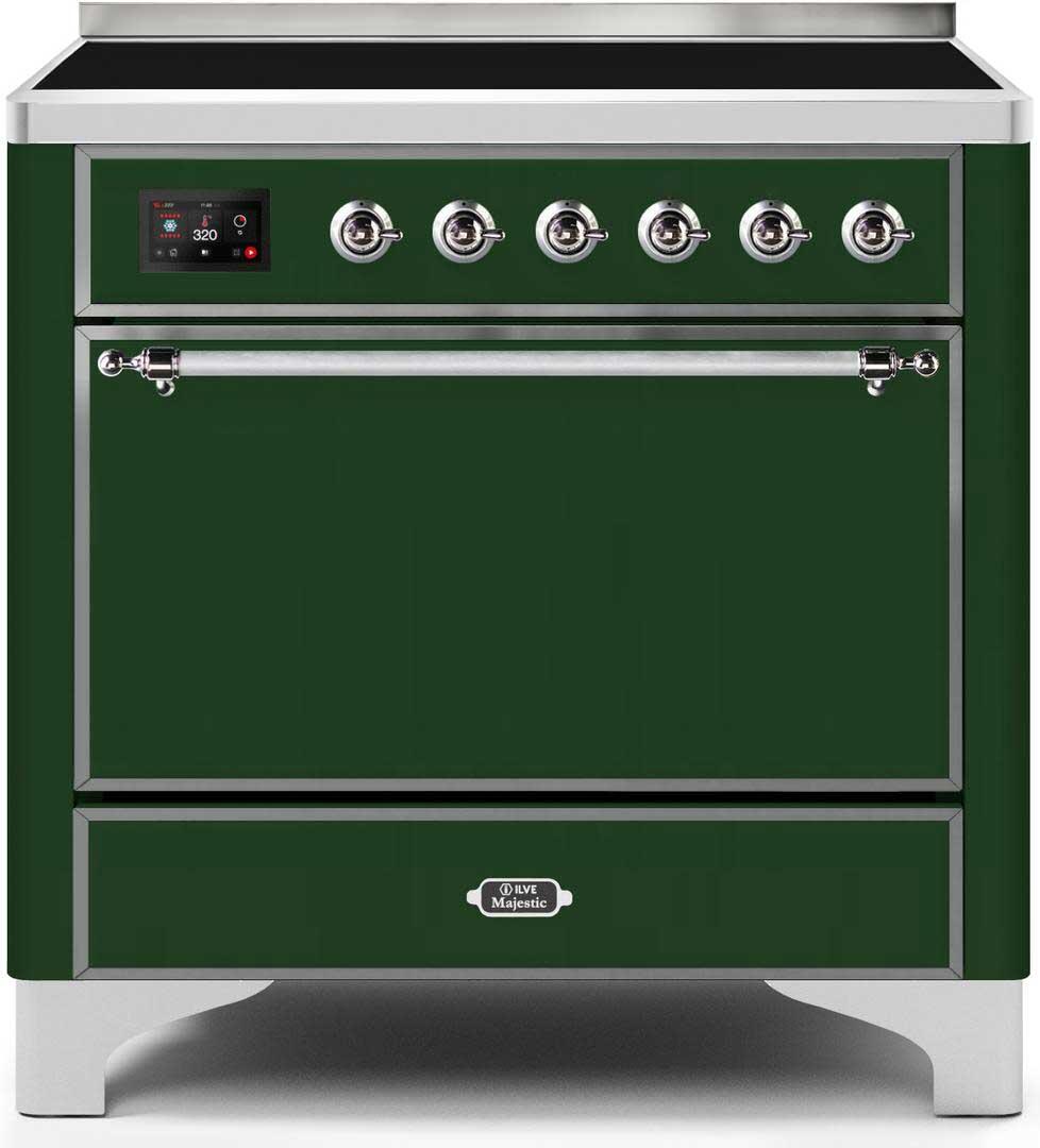 Majestic II 36 Inch Electric Freestanding Range in Emerald Green with Chrome Trim