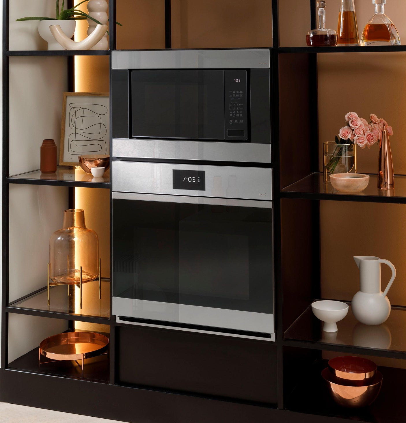 Café™ 30" Smart Built-In Convection Double Wall Oven in Platinum Glass