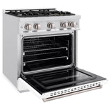 ZLINE 30 in. 4.2 cu. ft. Classic Gas Range with 4 Burner Cooktop and Convection Gas Oven in DuraSnow' Stainless Steel with White Matte Door (CGRS-WM-30)