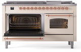 Nostalgie II 60 Inch Dual Fuel Liquid Propane Freestanding Range in Antique White with Copper Trim