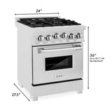 ZLINE 24 in. 2.8 cu. ft. Range with Gas Stove and Gas Oven in DuraSnow Stainless Steel (RGS-SN-24) [Color: Red Matte]