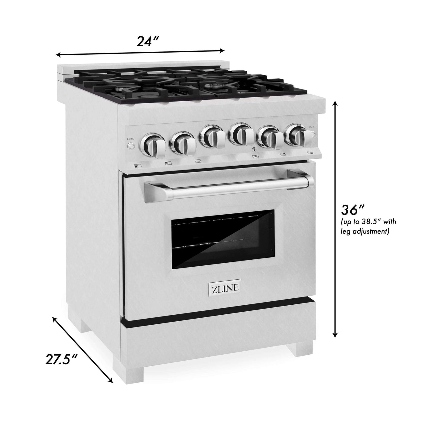 ZLINE 24 in. 2.8 cu. ft. Range with Gas Stove and Gas Oven in DuraSnow Stainless Steel (RGS-SN-24) [Color: DuraSnow Stainless Steel with Brass Burners]