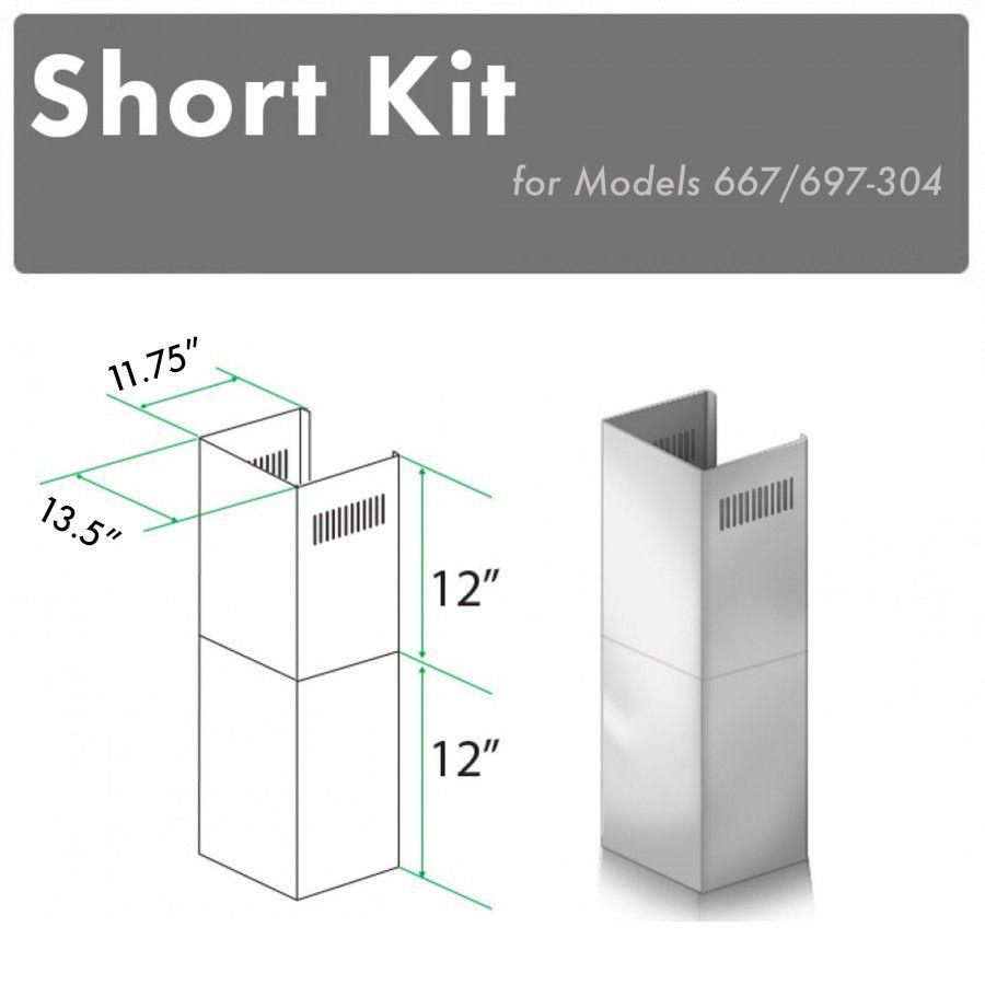 ZLINE 2-12 in. Short Chimney Pieces for 8 ft. Ceilings (SK-667/697-304)